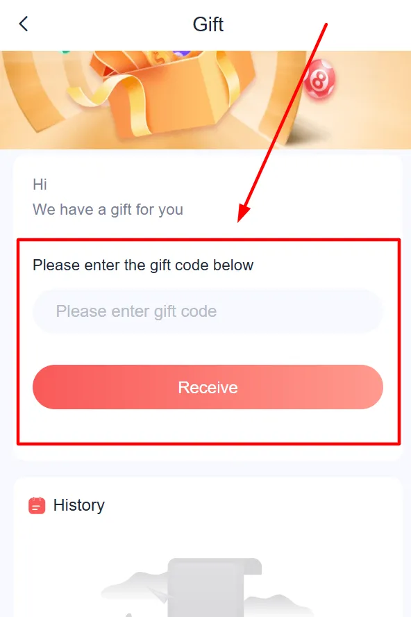 Enter gift code to claim rewards